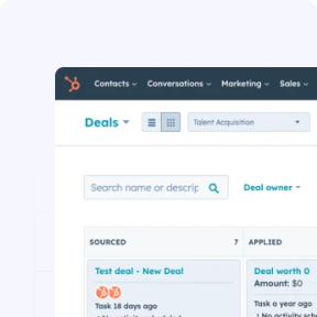 Screenshot of a deal management interface showing task details and search bar.