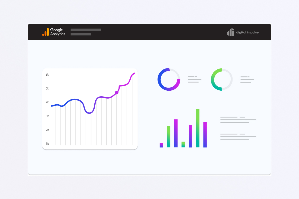 Google Analytics dashboard displaying various charts and graphs representing data insights and performance metrics.